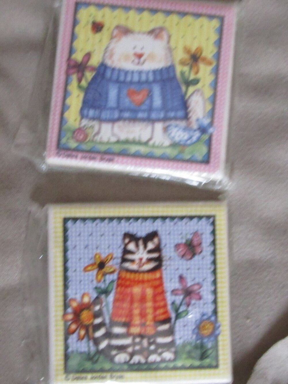 NIB designer ceramic cat magnets